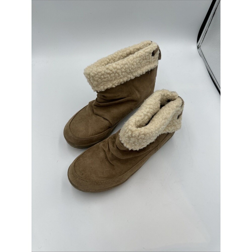 Unionbay Sarai Boots Womens 9.5M Camel Faux Shearling Fold Over Winter